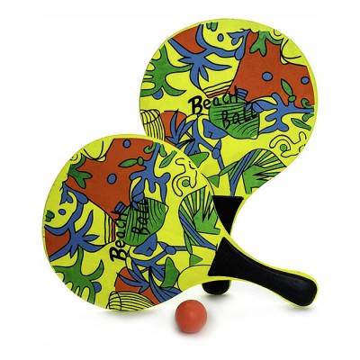 Cheap price promotional  custom print logo wooden beach racket paddle entertainment sporting goods