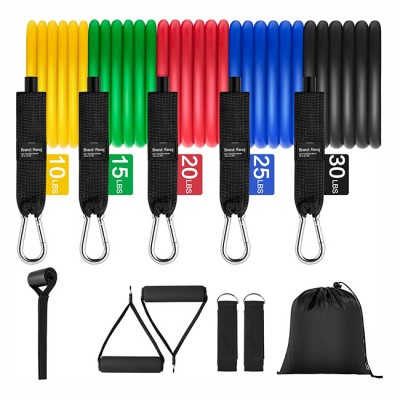 Custom logo Resistance bands set 16pcs latex with exercise bands loop and jump rope